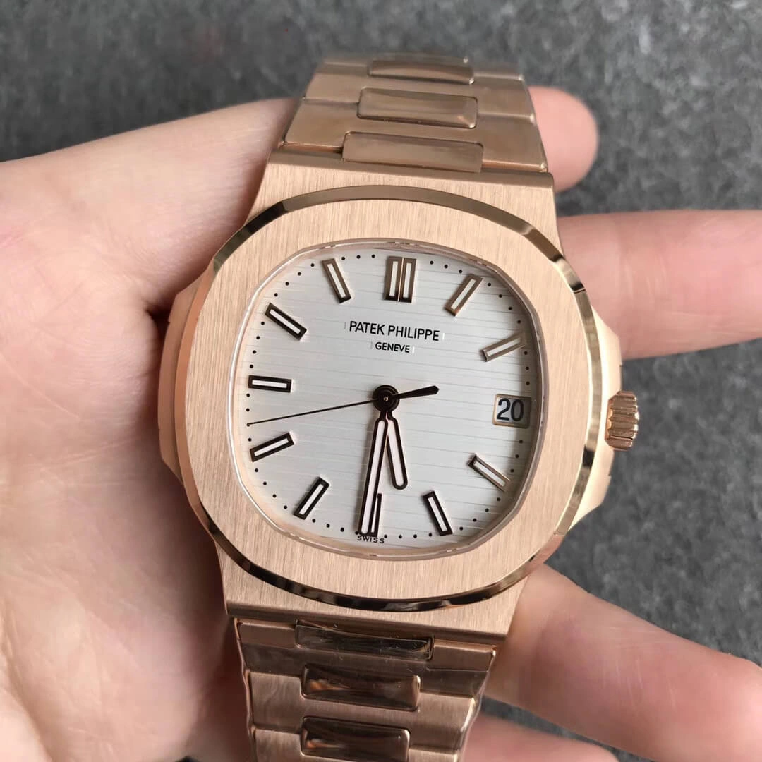 Patek Philippe Nautilus 5711 1R-001 PPF Factory 1:1 Best Edition Replica Watch V4 Rose Gold White Dial Swiss Cal.324 SC